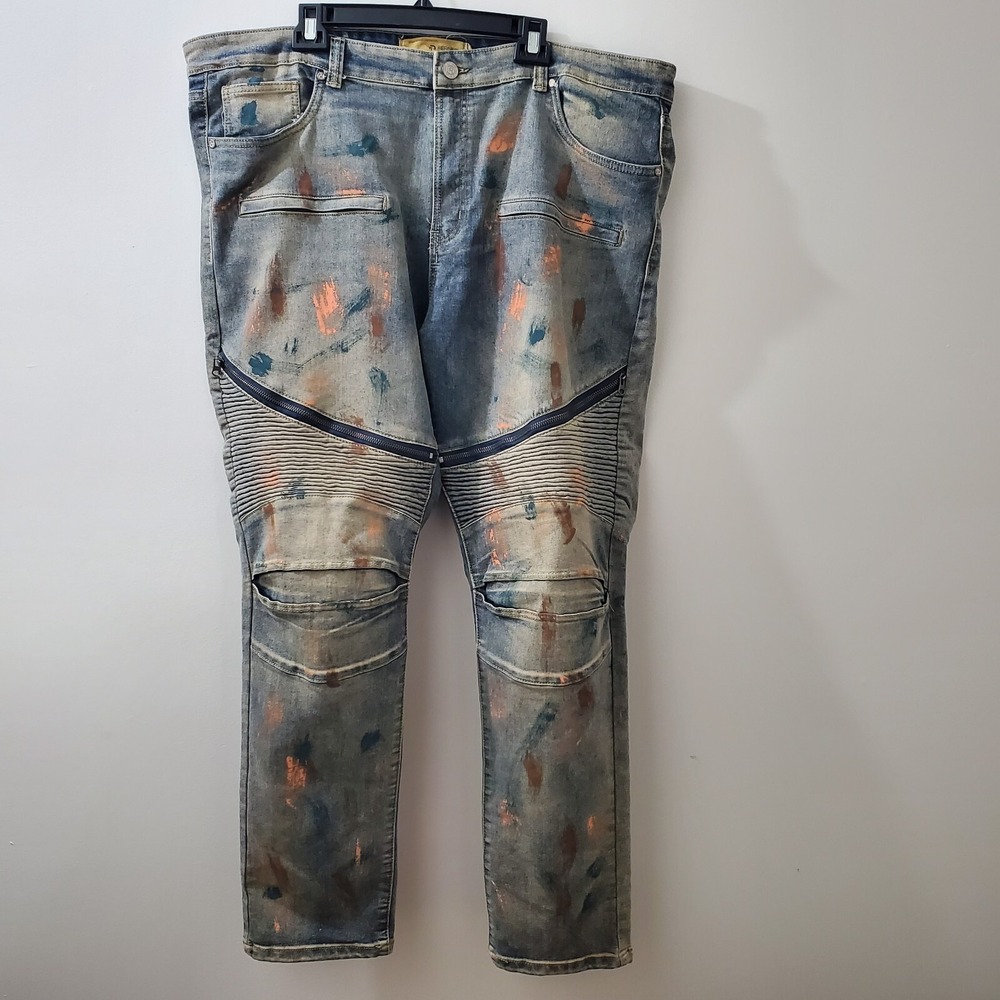 Refinery Republic Jeans Men size 42 X32 3D‎ Knee Paint Splatter